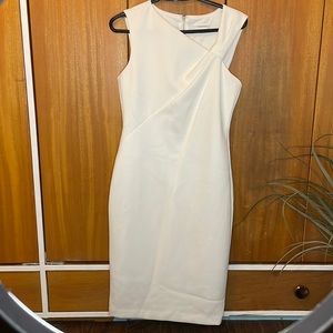 Calvin Klein NWOT Size 6 thick “shark skin” material dress - ivory